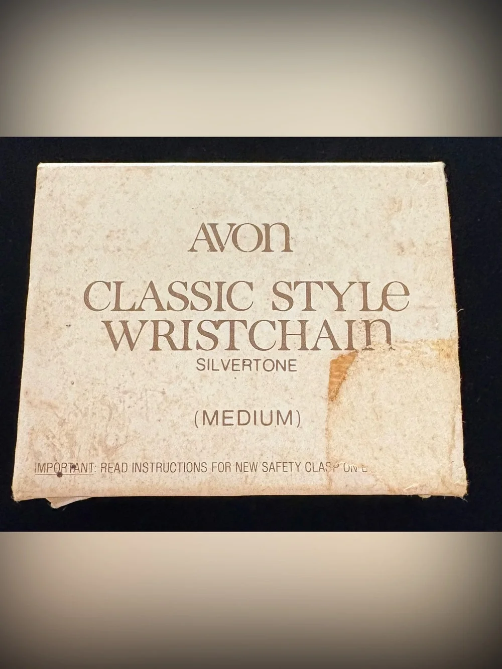 NOS Vintage Avon Classic Style Wrist Chain Silvertone Medium 1979